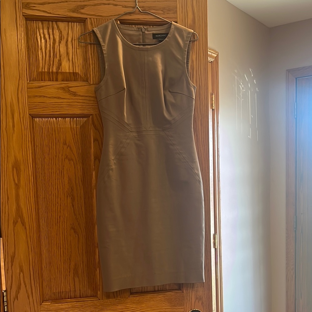 Guess by Marciano Tan Sheath Dress Sleeveless Crew Neck